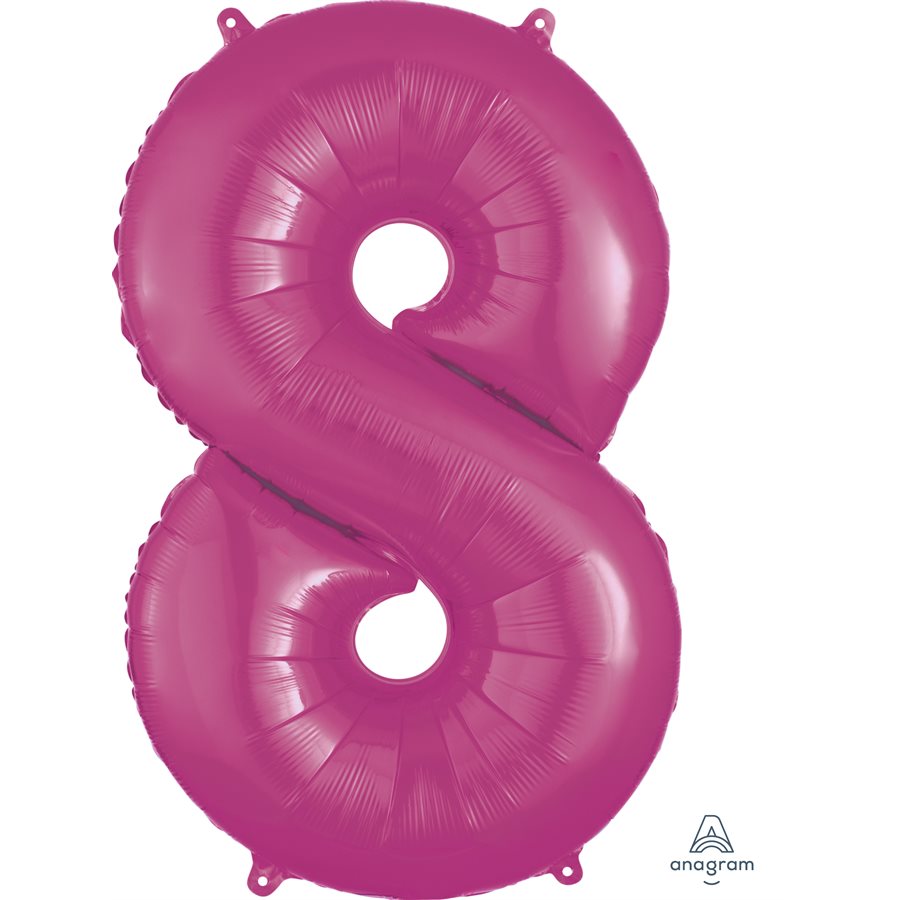 8 Pink SuperShape Foil Balloon - Perfect Birthday Decor with Long-lasting Float