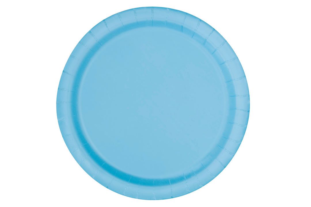 Powder Blue Solid Collection: 7" Round Dessert Plates, 20ct - Perfect for Delightful and Serene Celebrations!