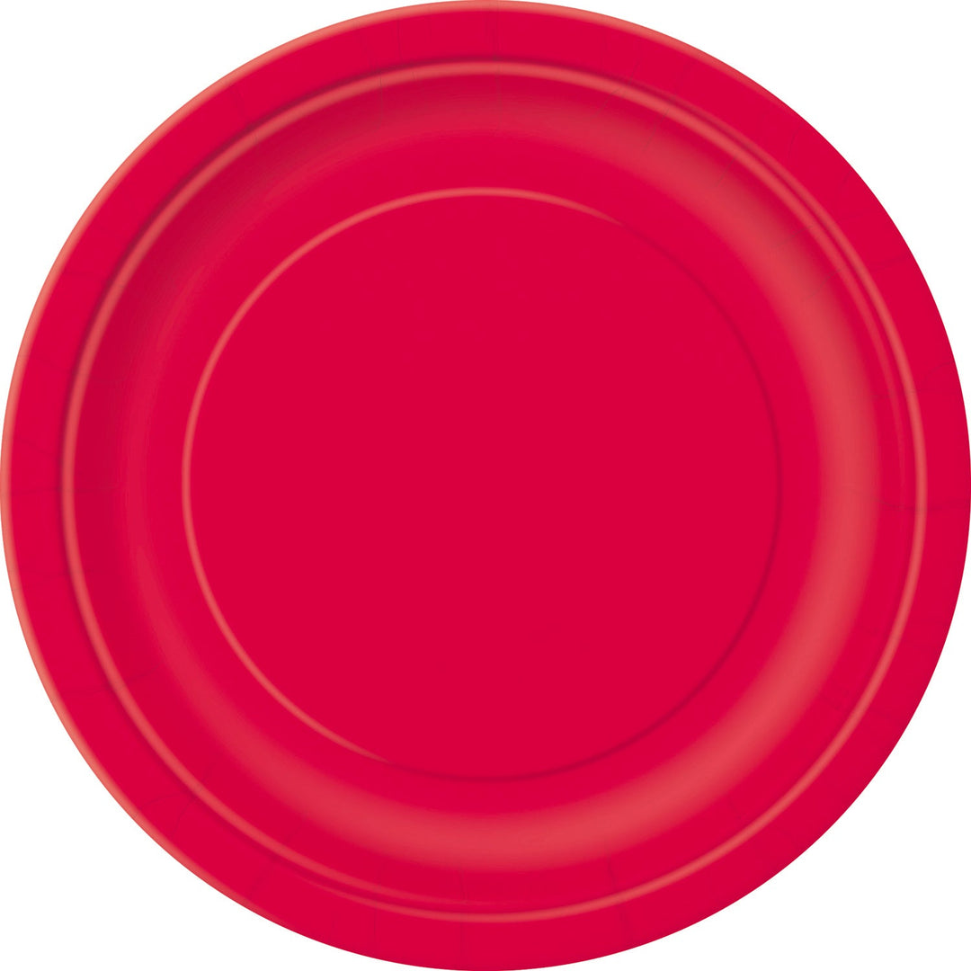 Collection Rouge Rubis Solide : Assiettes Repas Rondes de 23 cm, 16ct - Idéales pour des Célébrations Audacieuses et Vibrantes!