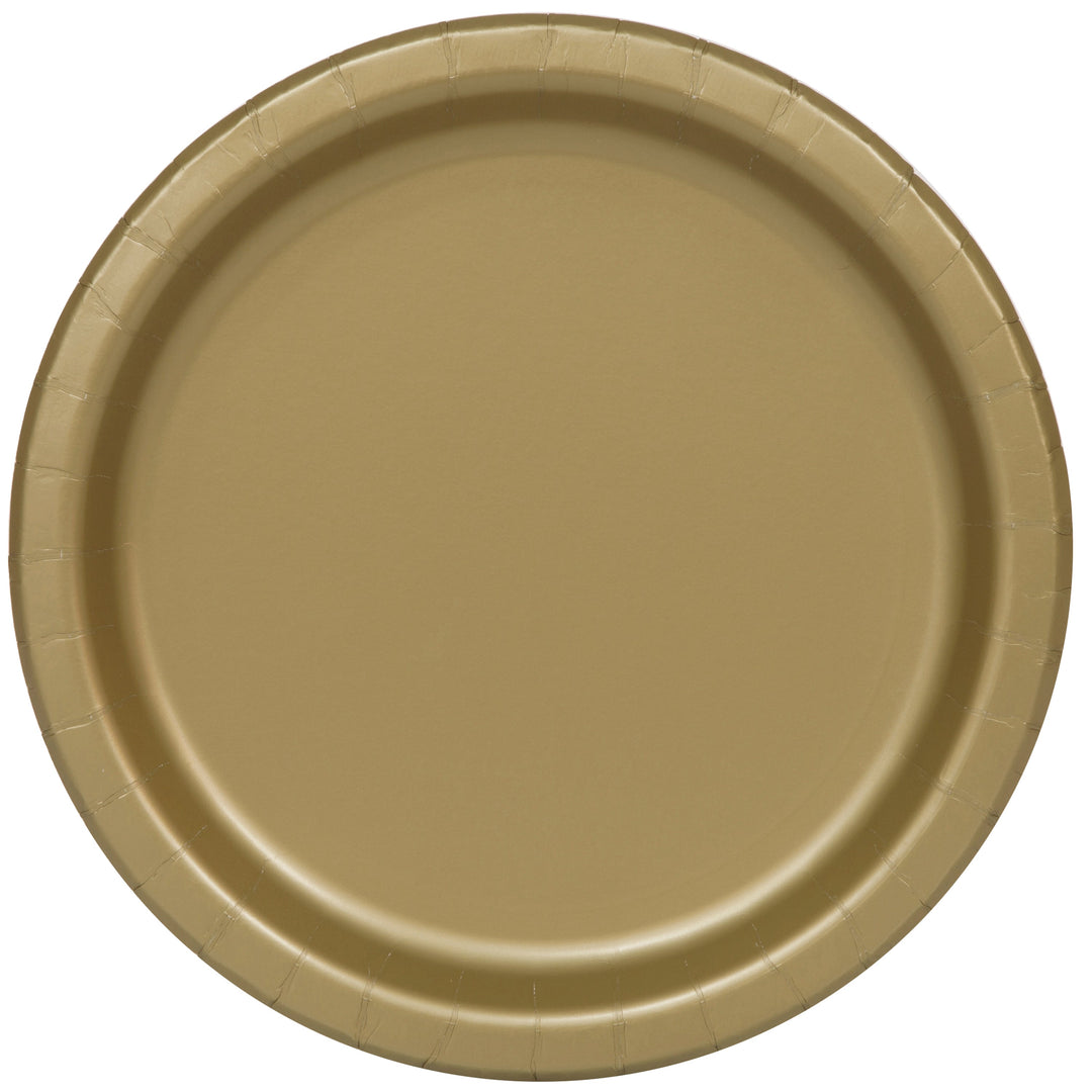 Collection Dorée Solide : Assiettes à Dessert Rondes de 18 cm, 20ct - Idéales pour des Célébrations Luxueuses et Glamours!