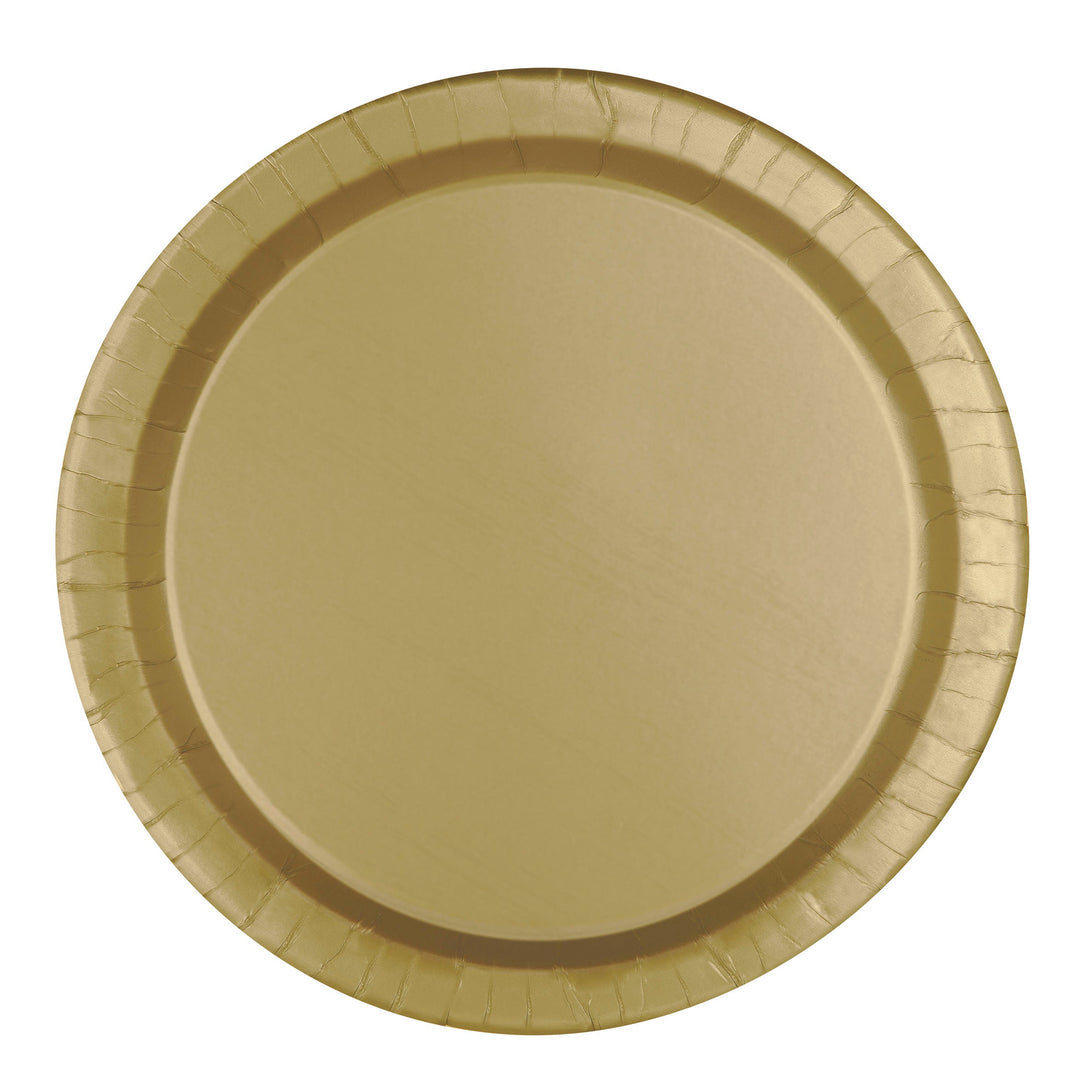 Collection Dorée Solide : Assiettes Repas Rondes de 23 cm, 8ct - Idéales pour des Célébrations Luxueuses et Glamour!