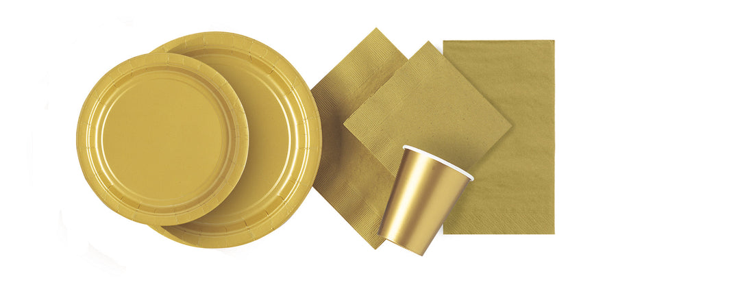 Collection Dorée Solide : Assiettes Repas Rondes de 23 cm, 8ct - Idéales pour des Célébrations Luxueuses et Glamour!