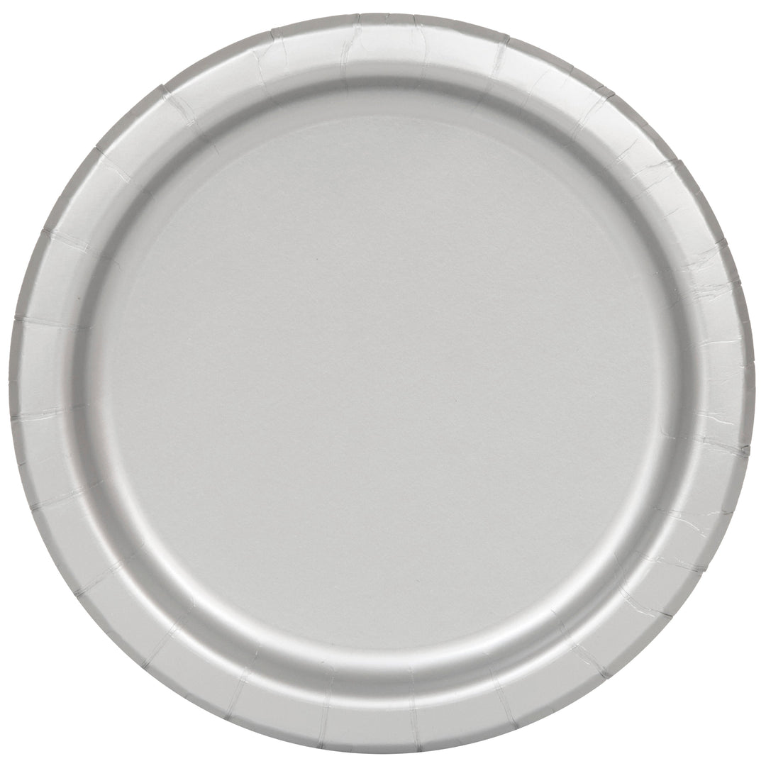 Silver Solid Collection: 7" Round Dessert Plates, 20ct - Perfect for Elegant and Stylish Celebrations!