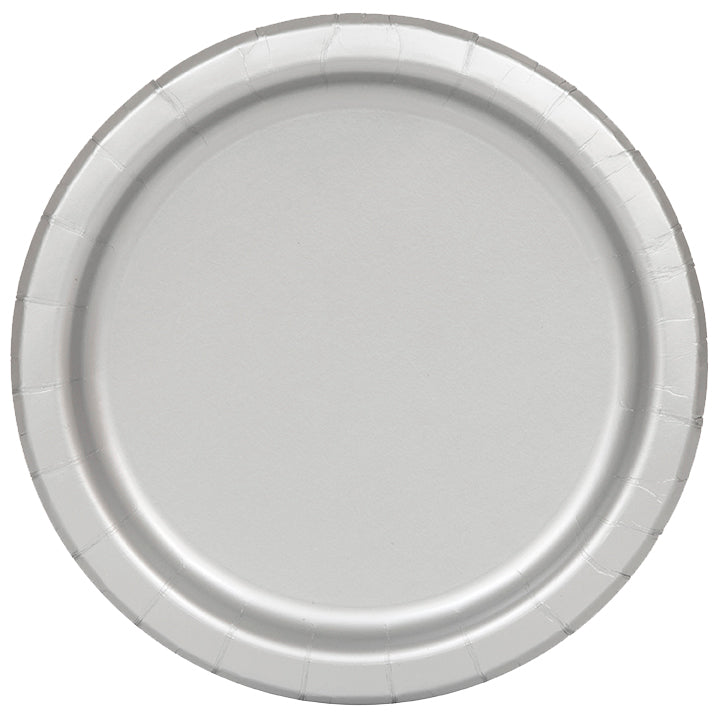 Silver Solid Collection: 9" Round Dinner Plates, 16ct - Mix & Match for the Perfect Party Ambiance!
