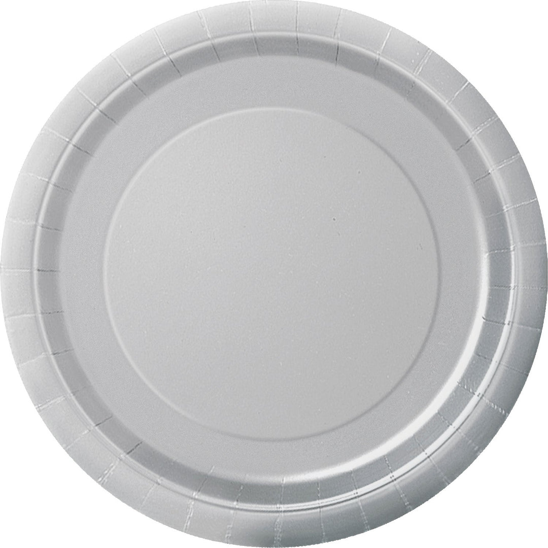 Collection Argentée Unie : Assiettes à Dessert Rondes de 18 cm, 8ct - Idéales pour des Célébrations Élégantes et Sophistiquées!