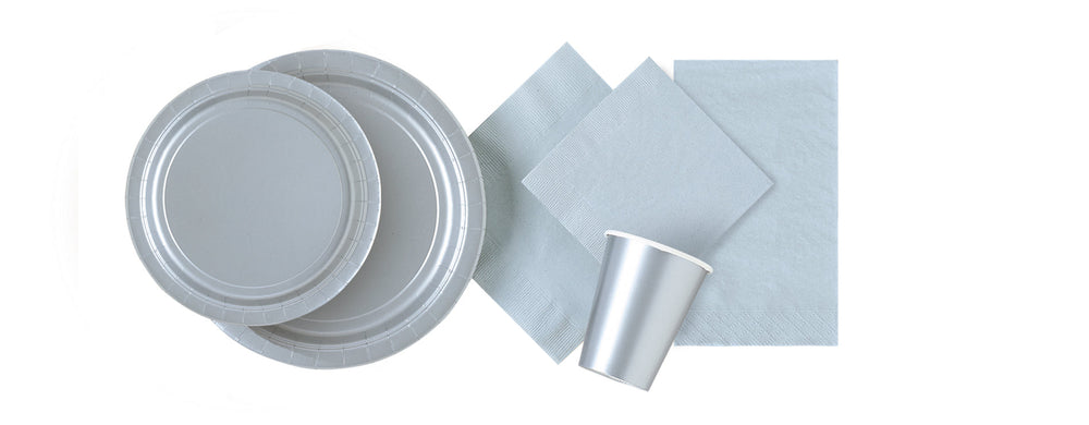 Collection Argentée Solide : Assiettes Repas Rondes de 23 cm, 8ct - Idéales pour des Célébrations Élégantes et Sophistiquées!