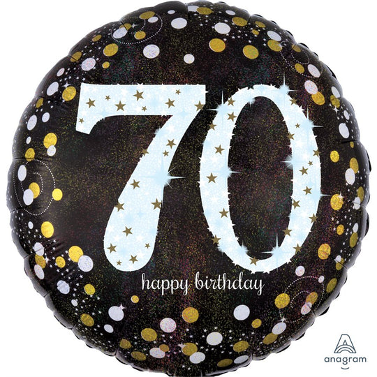 70th Birthday Holographic Foil Balloon - Superior Float Time, Enhances Any Celebration!
