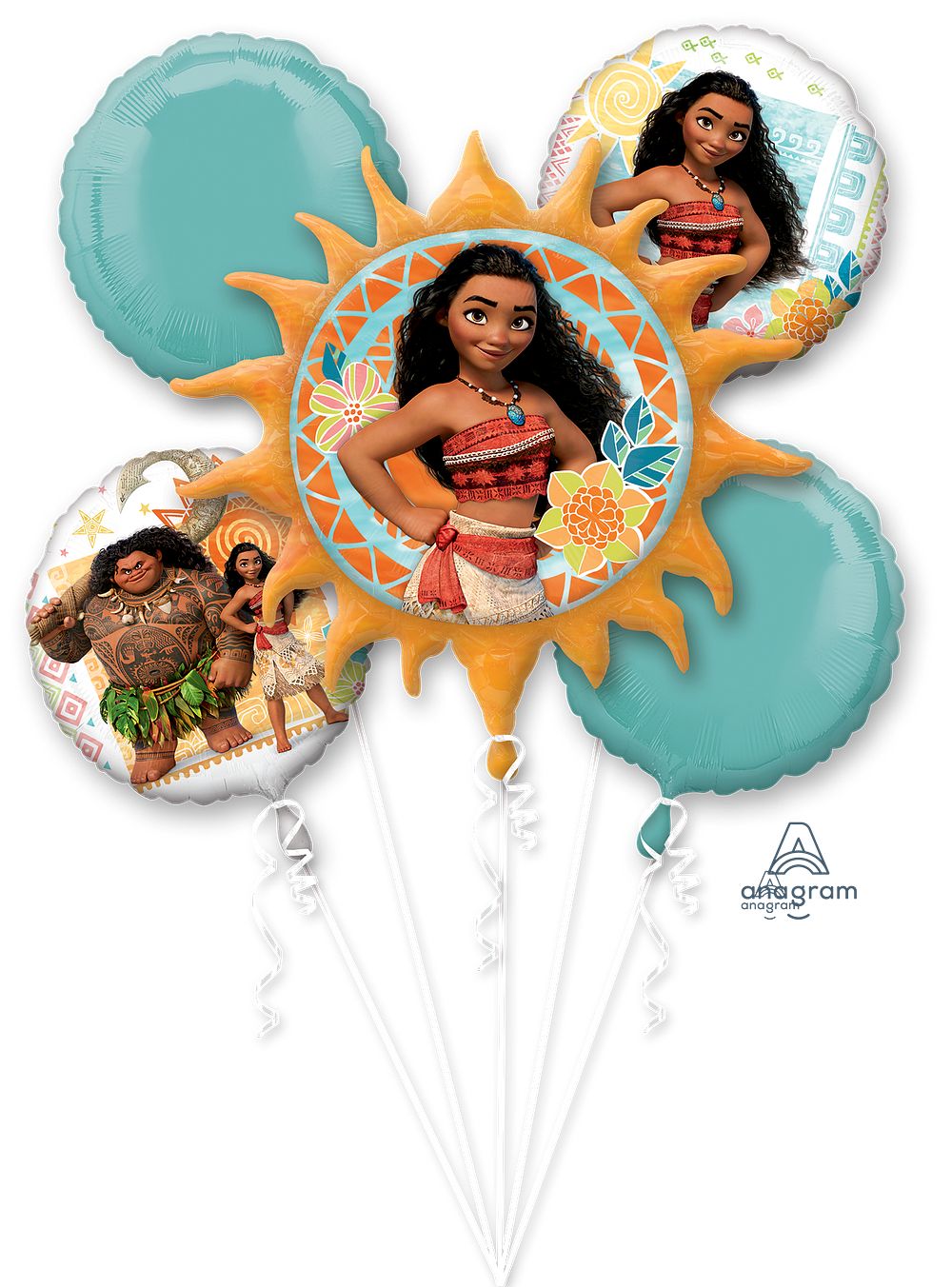 Moana Themed Balloon Bouquet: Set of 5 Foil Balloons