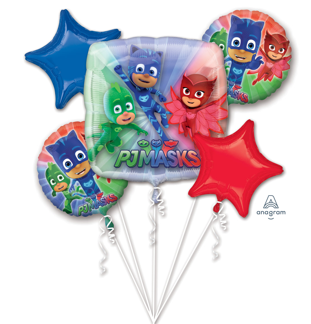PJ Masks Themed Balloon Bouquet: Set of 5 Foil Balloons
