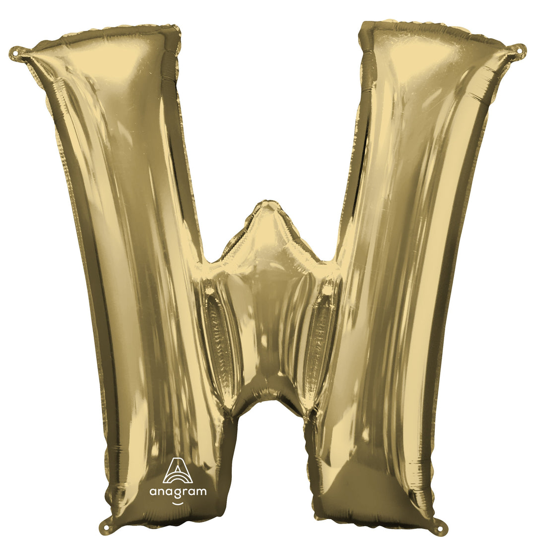 Magnifique Ballon Mylar "W" Blanc Doré de la Collection Lettre - Flottaison Supérieure, Parfait pour les Anniversaires!