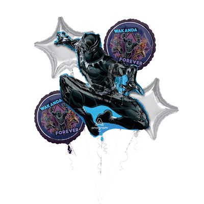 Black Panther Themed Balloon Bouquet: Set of 5 Foil Balloons