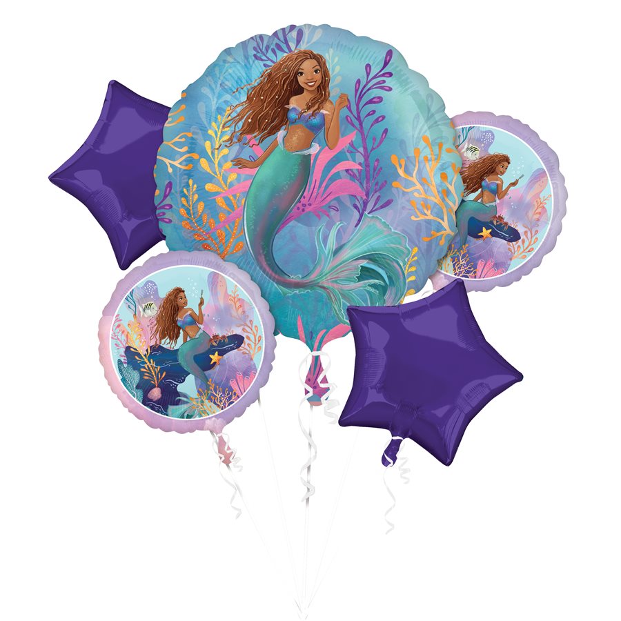 Bouquet de Ballons Thème La Petite Sirène : Ensemble de 5 Ballons Mylar