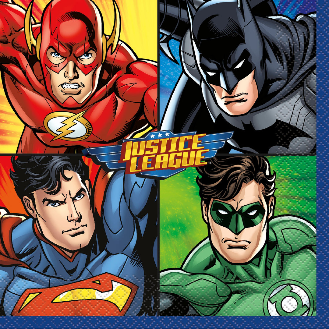 Justice League Party Supplies - 16 Luncheon Napkins for Birthdays & Anniversaries, Easy Setup & Coordinated Themes, Affordable & Fun for Superhero Celebrations!