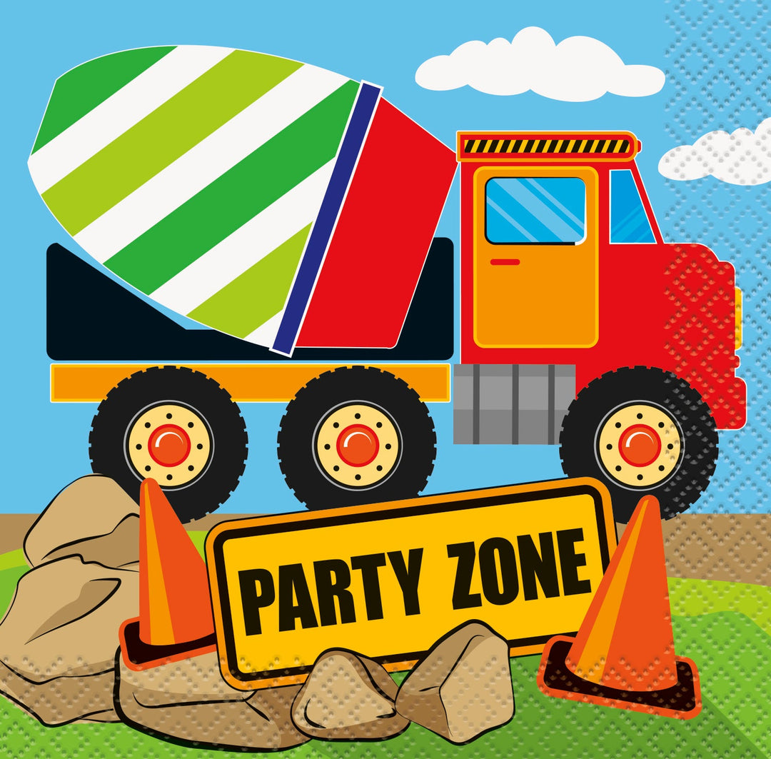 Affordable Construction Theme Party Beverage Napkins Pack of 16 - Easy Setup