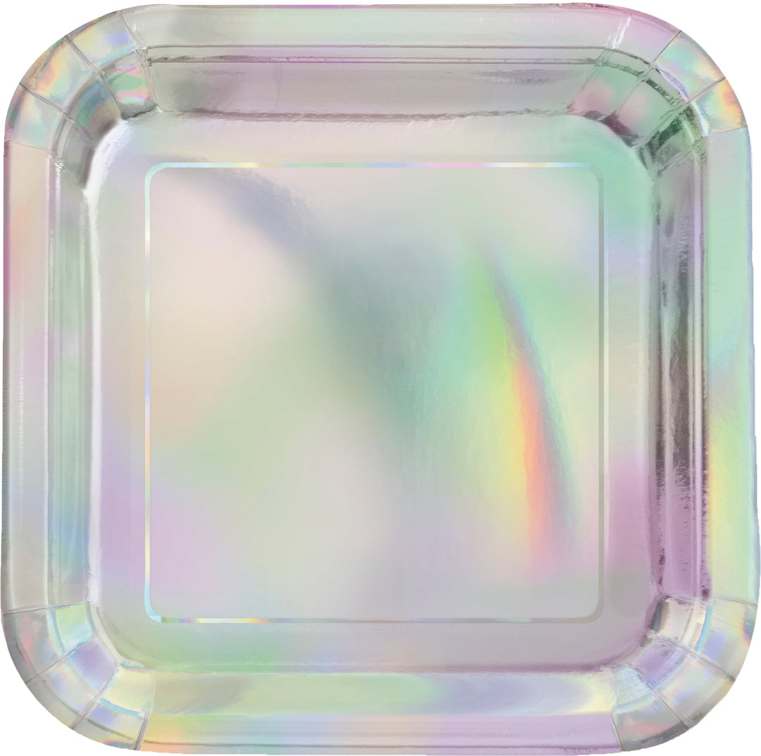 Iridescent Dessert Plates - Set of 8, Shimmering Party Tableware