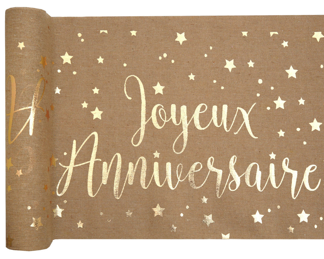Elevate Your Birthday Ambiance with Elegant Metallic Kraft Table Runner - Trend Set Your Party!