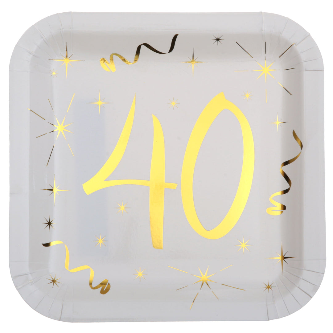 Elegant 40th Birthday Gold Dinner Plates - Stylish & Trendsetting Party Supplies!