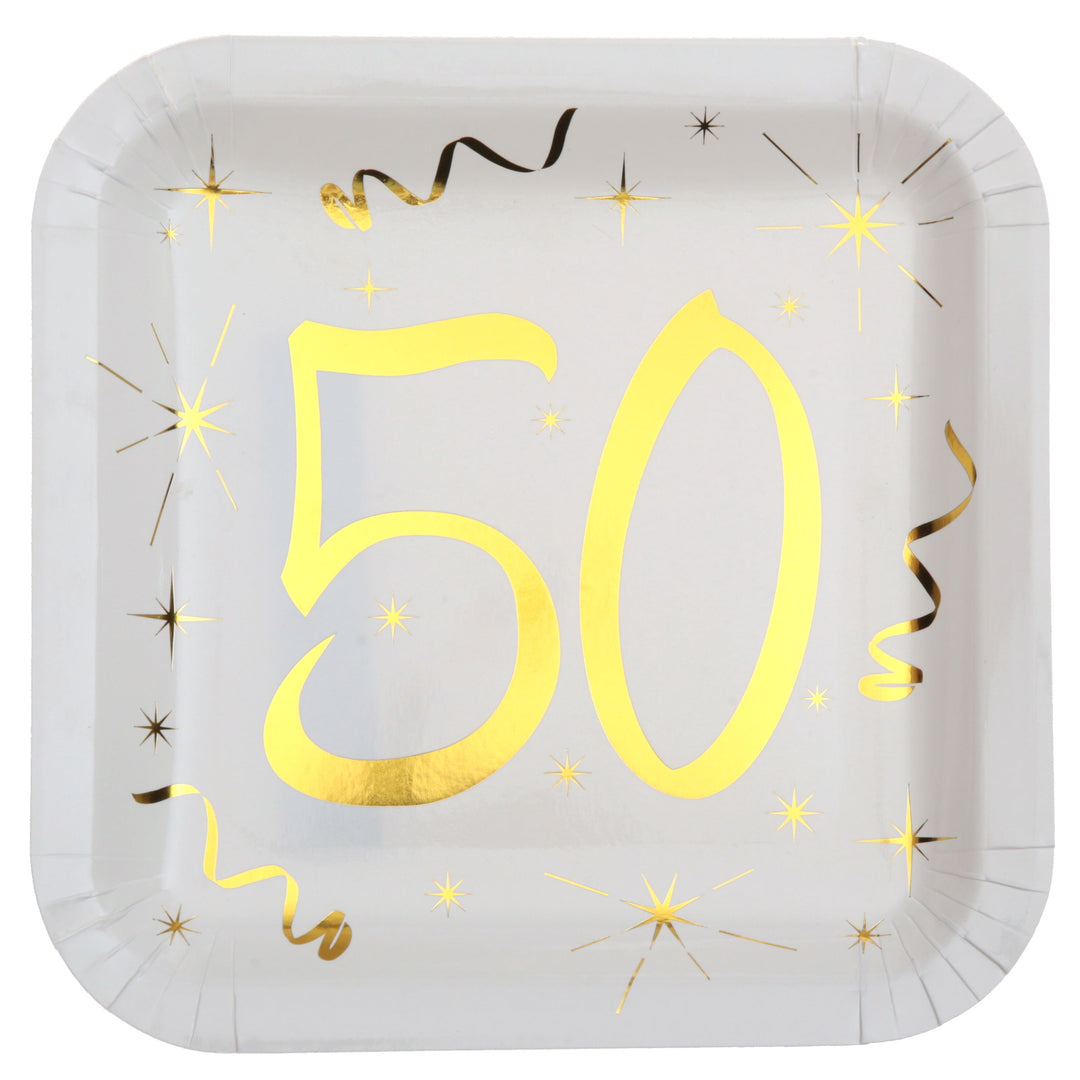50th Birthday Gold Dinner Plates - Sophisticated Style for Unforgettable Celebrations