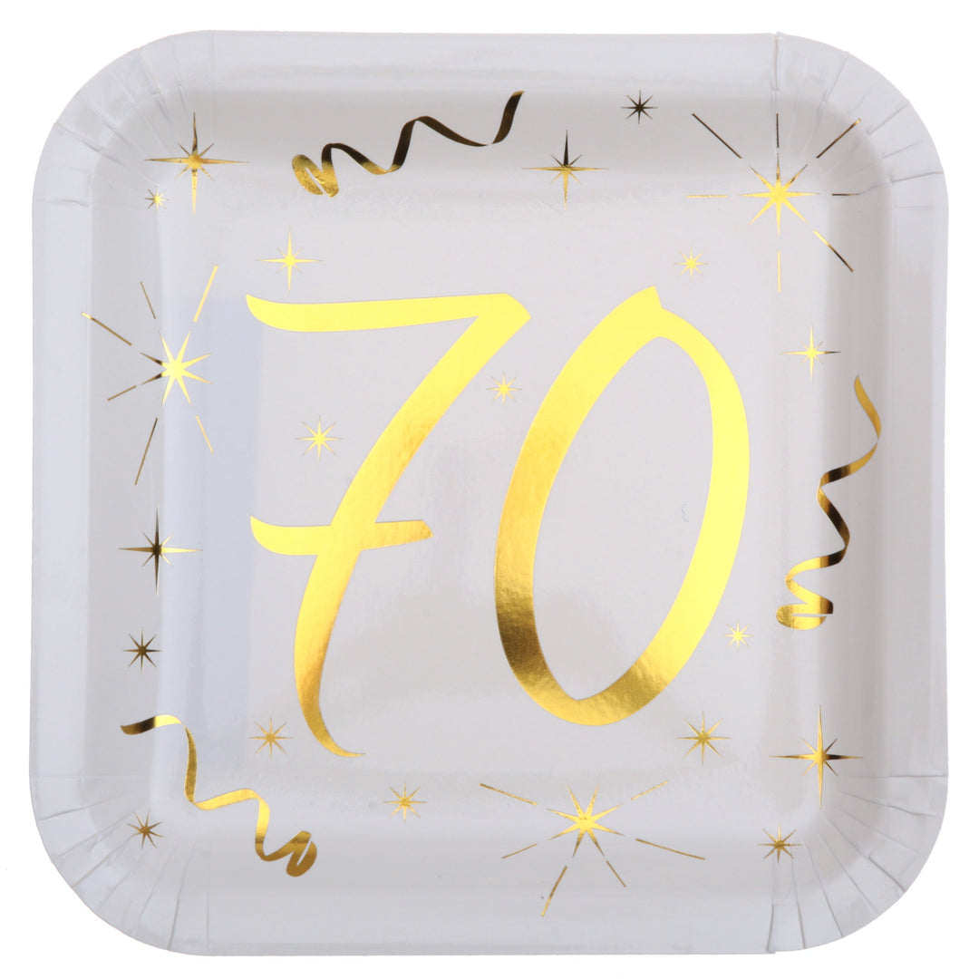Elegant Gold Dinner Plates - Premium 70th Birthday Party Supplies for Trend-Setting Celebration
