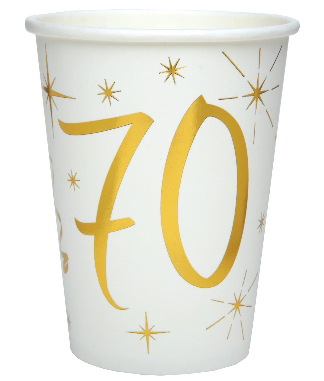 Elegant 70th Birthday Party Gold Paper Cups - Stylish & Trend-setting Theme