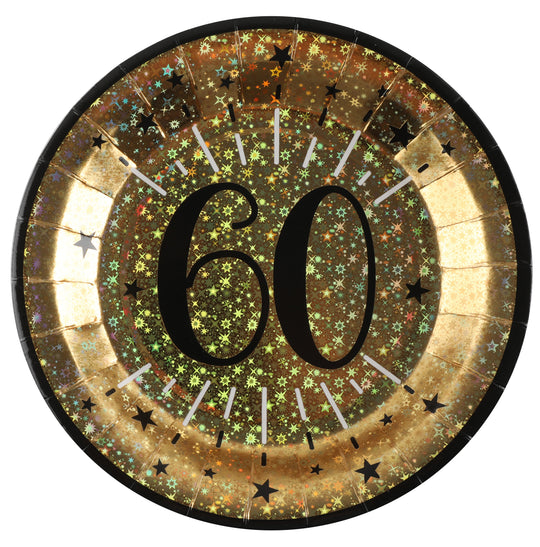 Elegant 60th Birthday Gold Dinner Plates - Classy Trendsetter Party Supplies Pack
