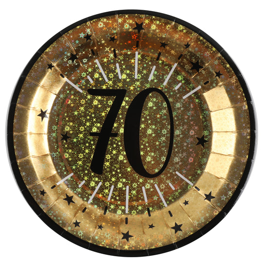 Stylish & Elegant 70th Birthday Gold Dinner Plates - Make Celebrations Shine!
