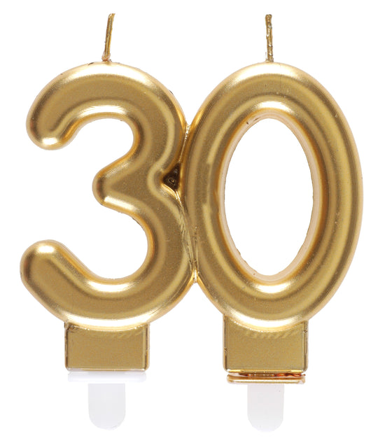 Elegant 30th Birthday Gold Candle - Trend-Setting & Stylish Party Essential