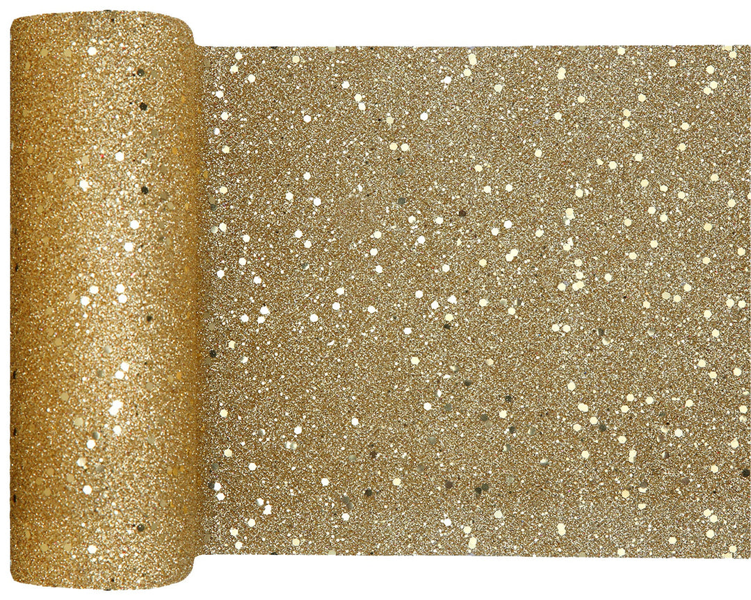 Élégant chemin de table à paillettes dorées - Incontournable pour la fête