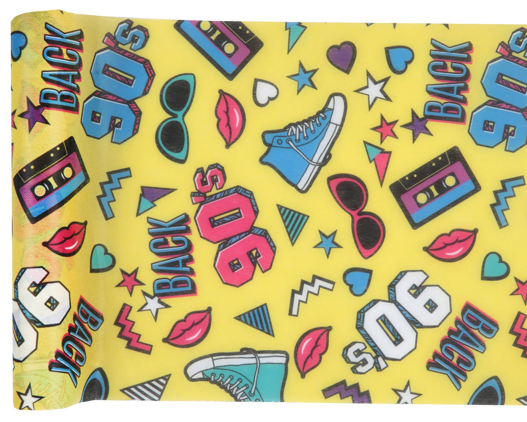 Retro Chic 90's Party Table Runner: Celebrate in Style with Elegant, Trend-setting Décor