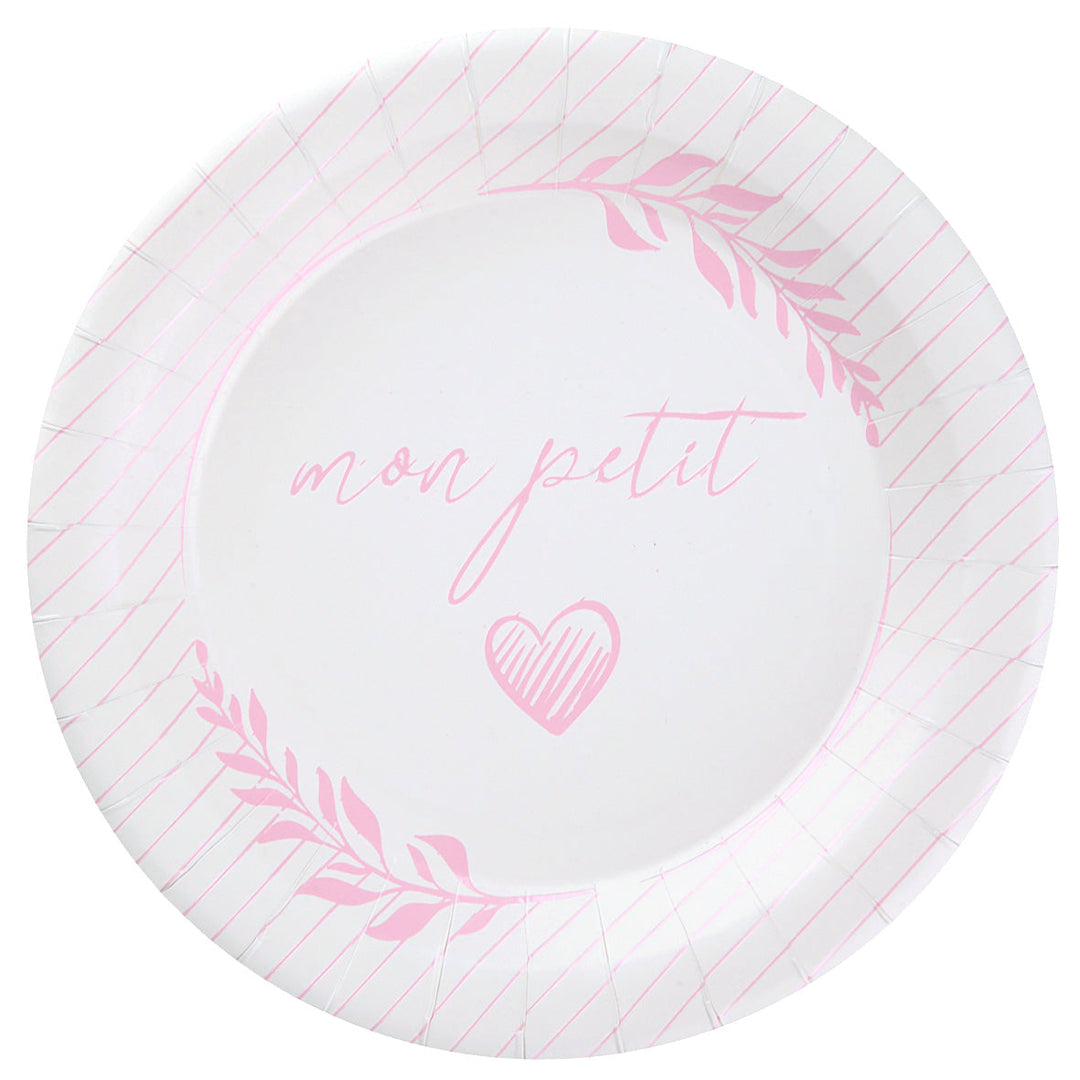 Chic Baptism Gathering - Stylish Pink Pearly Dinner Plates for Memorable Elegance