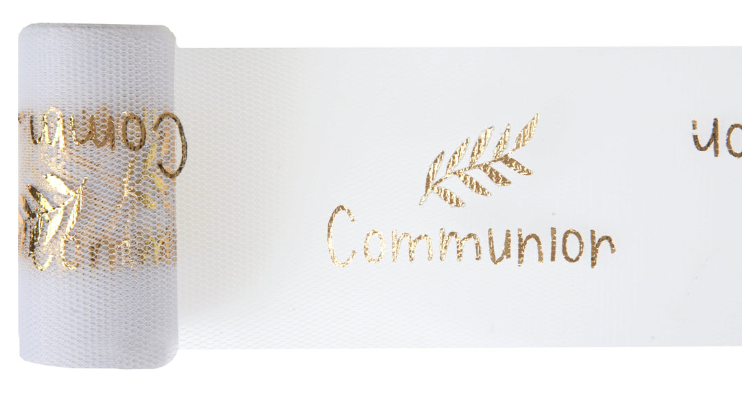 Elégante Bande de Tulle Dorée - L'Essentiel pour une Première Communion Tendance