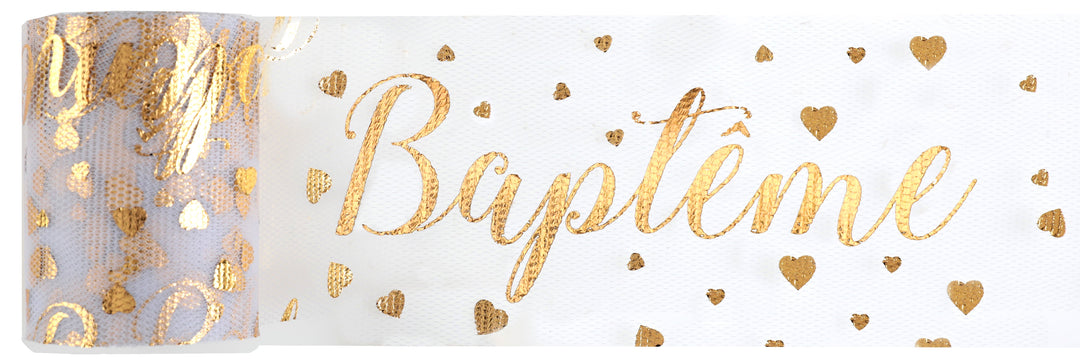 Elegant Gold Tulle Tape - Stylish Baptism Party Essential for Trend-Setting Decor