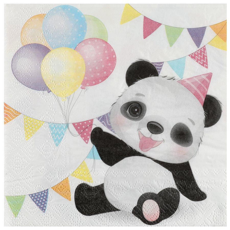 Chic Panda-Themed Luncheon Napkins for Stylish Birthday Parties - Pack of 20