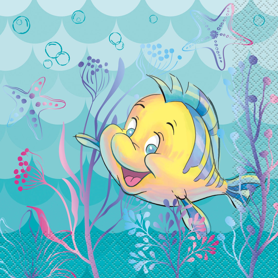 Little Mermaid Party Supplies - Pack of 16 Luncheon Napkins for Birthdays & Anniversaries - Coordinated Themes & Easy Setup at Affordable Pricing for a Splashing Celebration!