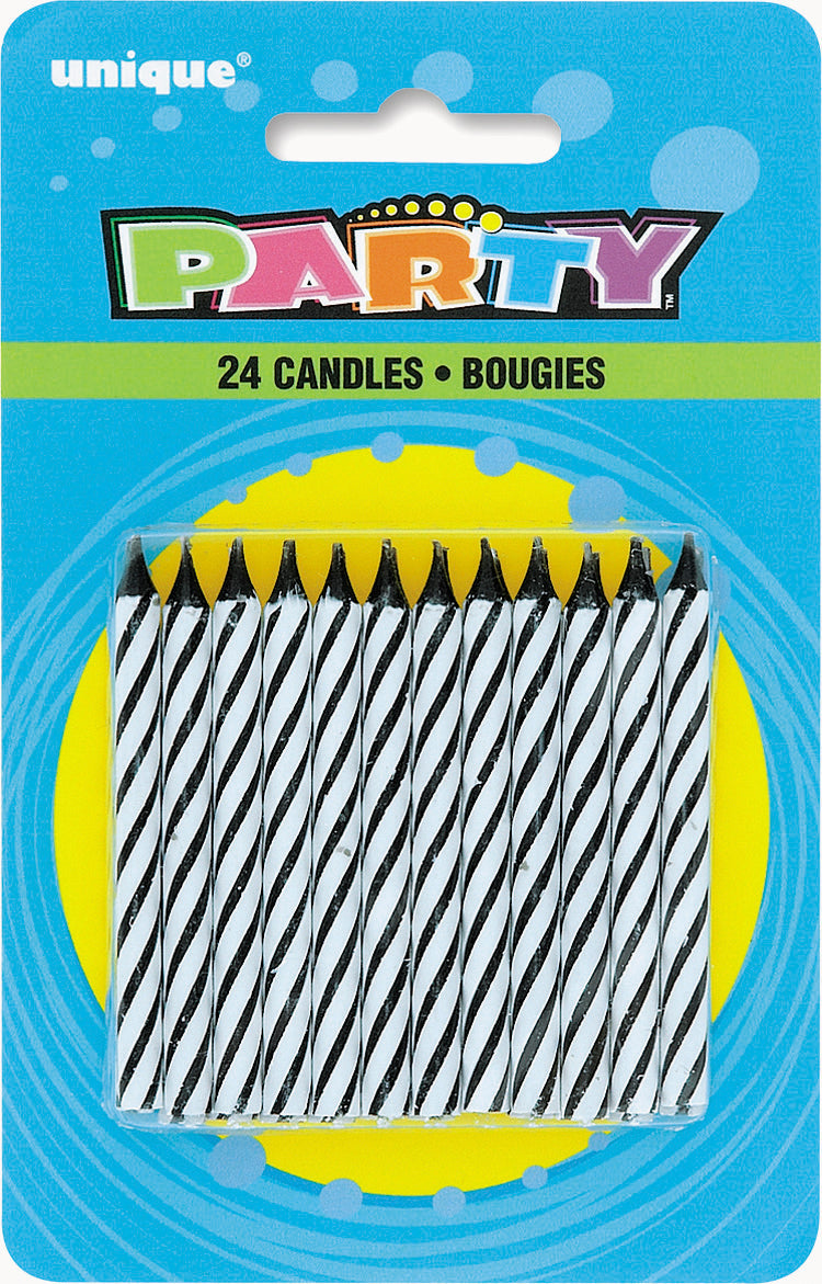 Elegant Black Solid Candles - 24 Pack for Stylish Birthday Celebrations