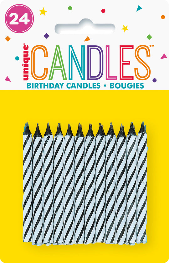 Elegant Black Solid Candles - 24 Pack for Stylish Birthday Celebrations