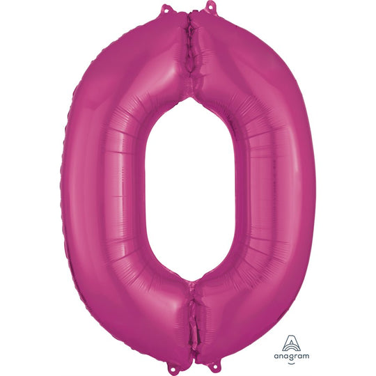 0 Pink SuperShape Foil Balloon - Stunning 34" Party Decor with Superior Float Time