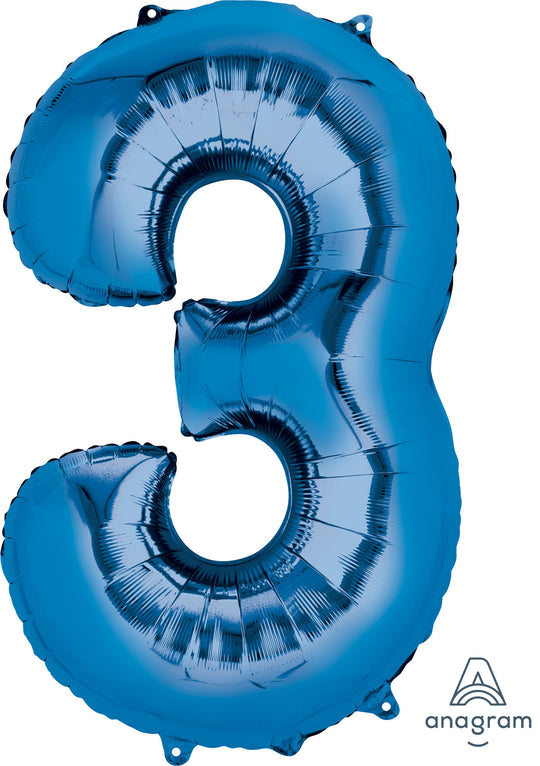 SuperShape 3 Blue Foil Balloon for Birthday - Superior Float Time & Self-Sealing