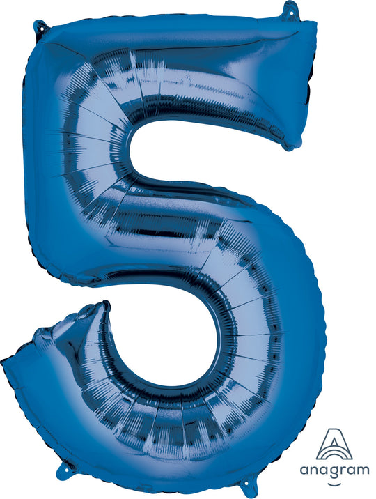 SuperShape Giant Foil Balloon – 5 Blue Birthday Bash Decor Ensuring Long-Lasting Fun!