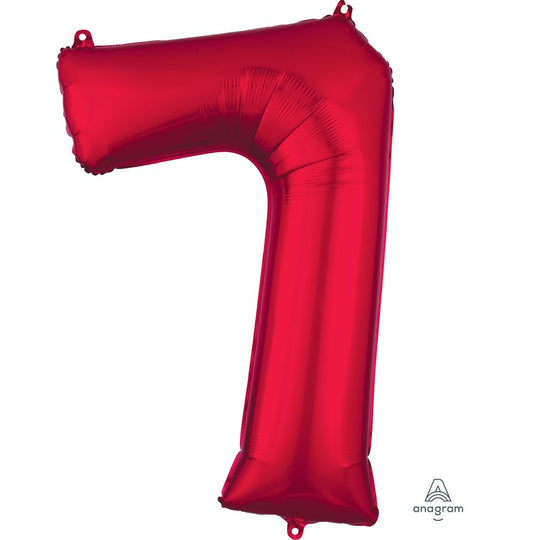 Deluxe 7 Red SuperShape Foil Balloon - Superior Float, Perfect Unisex Birthday Decor