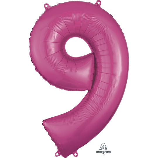 Chic SuperShape Foil Balloon-9 Pink, Perfect Long-Lasting Party Decor with Self-Sealing Valve