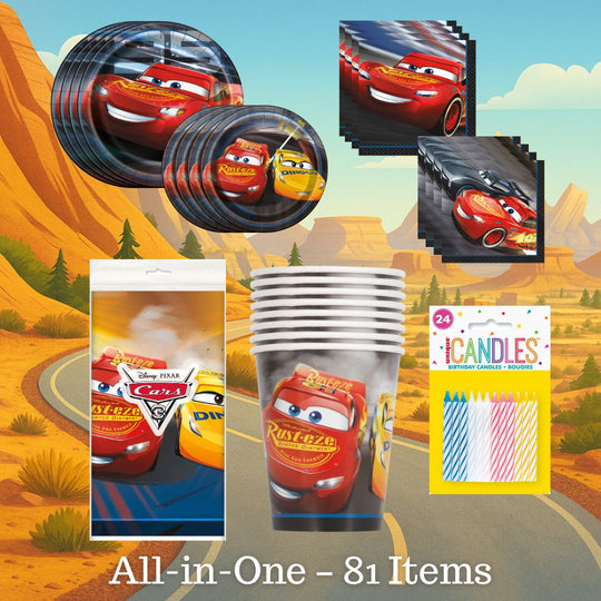 Cars Flash McQueen Ultimate Party Solution - All-in-One 81-piece Official Licensed Set