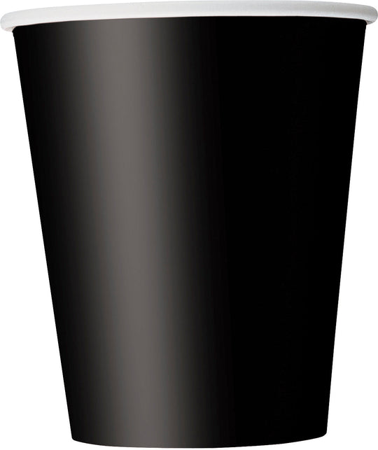 Verres en Papier Noirs Unis 9oz, 8ct - Parfaits pour des Boissons de Fête Élégantes et Contemporaines!