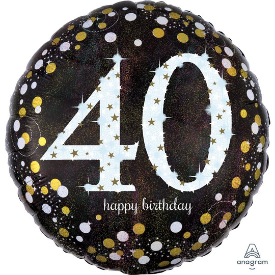 40th Birthday Holographic Foil Balloon: Party Decor with Unmatched Float Time