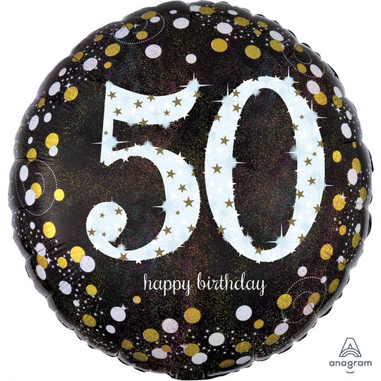 Ballon Mylar Holographique pour 50ème Anniversaire - Décoration Magnifique, Haute Flottabilité!