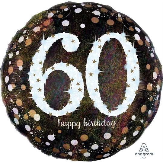 Ballon Mylar Jumbo pour 60ème Anniversaire Scintillant - Décor Flottant Supérieur!