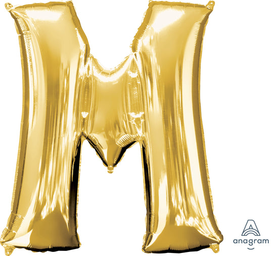 Stunning Gold Letter 'M' Foil Balloon- Super Float, Perfect Party Showstopper