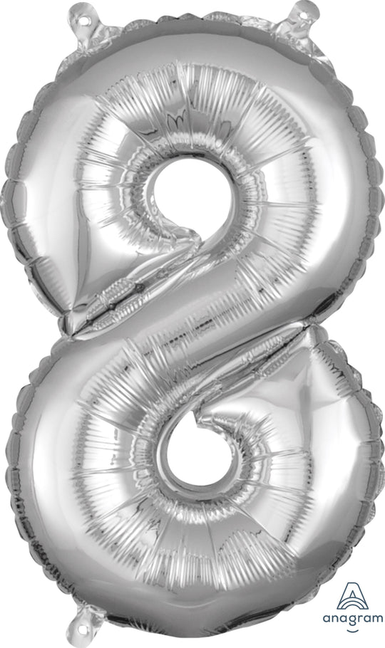 Ballon Mylar Numéro 8 Argent Premium - Flottaison Supérieure - Décor de Fête Ultime