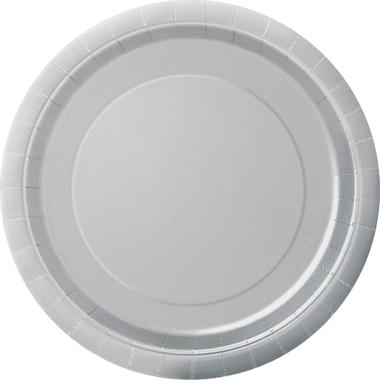 Silver Solid Collection: 9" Round Dinner Plates, 8ct - Perfect for Elegant and Sophisticated Celebrations!