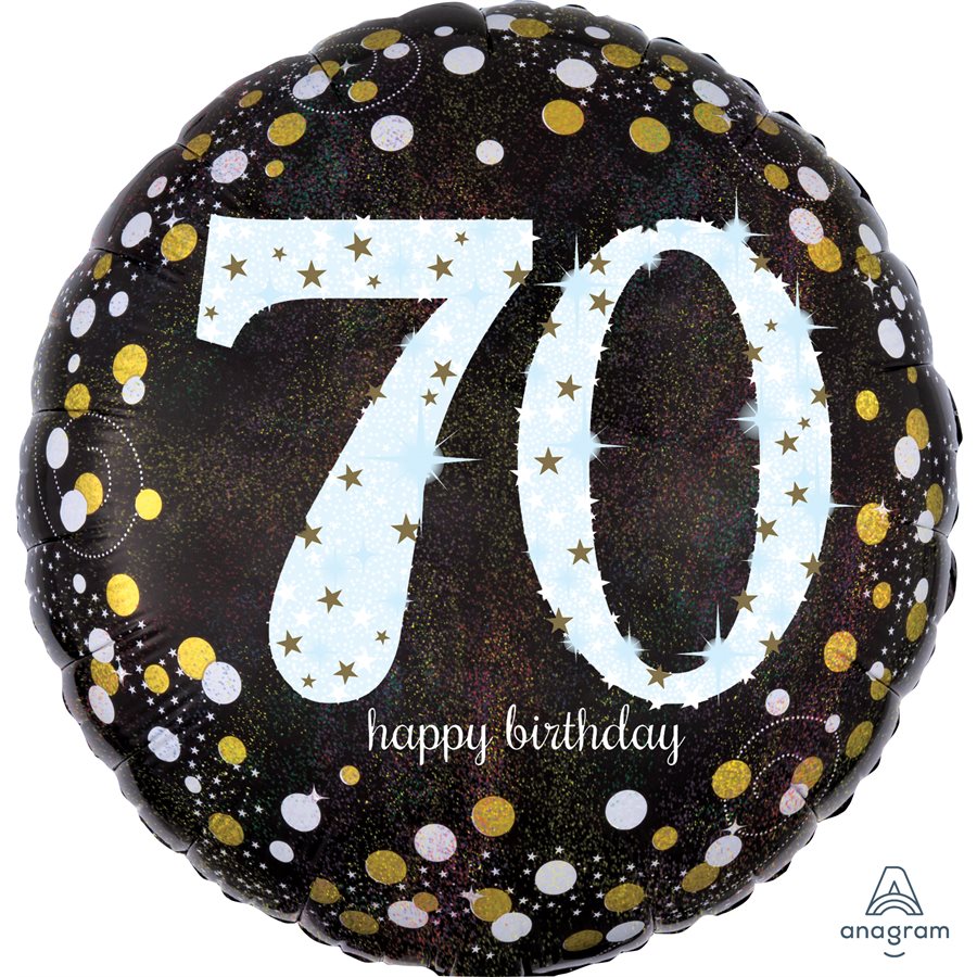 70th Birthday Holographic Foil Balloon - Superior Float Time, Enhances Any Celebration!